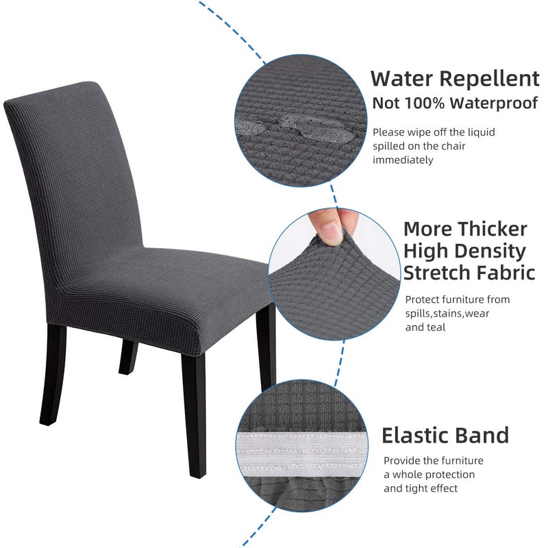 Artrello Chair Covers for Dining Room - Stretch Chair Slipcovers for Decorative Seat Protector Armless Removable Washable Elastic Dinner Universal Spandex Solid Chair Slip Covers Set(Dark Grey,4) - Image 2